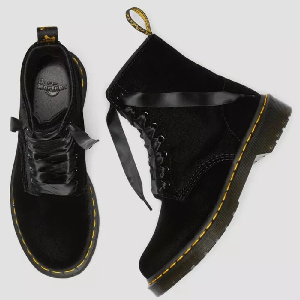 Dr. Martens Women's 1460 Pascal Velvet, Size 9, Black, Ribbon Laces - SOLD OUT